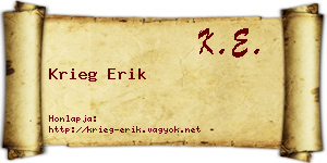 Krieg Erik névjegykártya